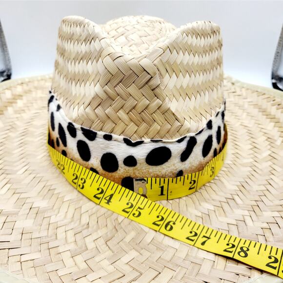 Western Leopard Animal Print Wide Brim Straw Cowgirl Hat Unbranded - Picture 8 of 8